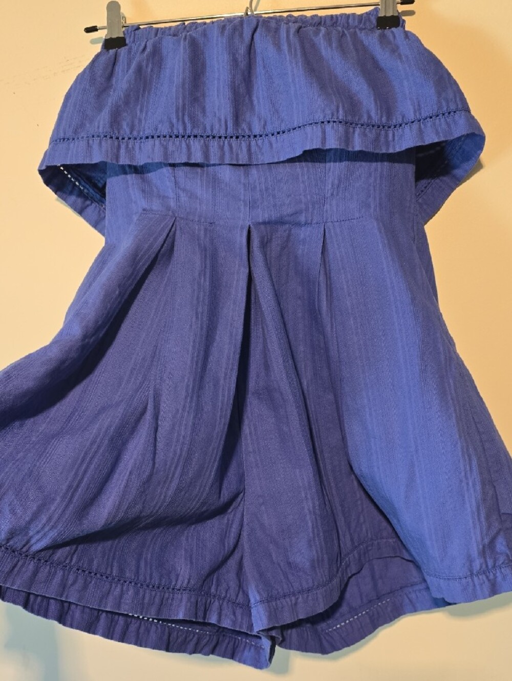 Free People Off-the-Shoulder Royal Blue Women's Shorts Romper